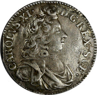 SWEDEN Carl XI (1660-1697) Silver 1691 2 Mark  SCARCE KM# 282.1