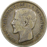 Guatemala Silver 1862 R Real Rafael Carrera Mintage-307 685 KM# 137.1  (27)