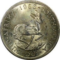 South Africa Silver 1963 50 Cents 38.8mm High Grade Mintage-157,000 KM# 62 (193)