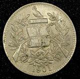 GUATEMALA Copper-nickel 1901 H 1/2 Real Birmingham Mint KM# 176  (22 859)