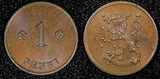 FINLAND Copper 1924 1 Penni Last Year Type UNC KM# 23 (22 951)