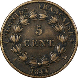 French Colonies Louis Philippe I Bronze 1844 A 5 Centimes 27 mm KM# 12 (20 533)