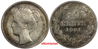 Netherlands Wilhelmina I Silver 1901 10 Cents VF Details Light Toning KM# 119(7)