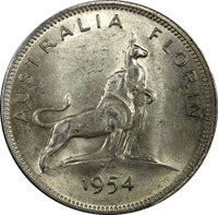 Australia Silver 1954 Florin Royal Visit of Elizabeth II High Grade KM# 55 (241)