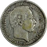 Denmark Christian IX Silver 1900 VBP 25 Ore KM# 796.2 (17 624)