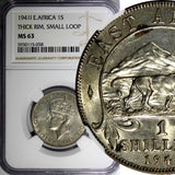 East Africa George VI Silver 1941 I Shilling NGC MS63 THICK RIM RARE KM#28.2 (8)