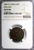 Netherlands East Indies HOLLAND 1804 1 Duit NGC AU55 BN TOP GRADED KM# 76 (03)