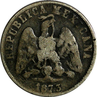 MEXICO Silver 1873 CH P 10 Centavos Mintage-8,732 Culiacan Mint RARE KM# 401.2