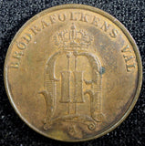 Sweden Oscar II Copper 1878 2 Ore  KM# 746   (23 138)