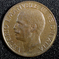 ITALY Vittorio Emanuele III Bronze 1923 R 10 Centesimi UNC KM# 60 (23 880)