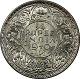 India-British George VI Silver 1940 (B) 1/4 Rupee UNC KM# 545 (22 321)