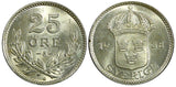 Sweden Gustaf V Silver 1938 25 Öre GEM BU COIN KM# 785 (22 045)