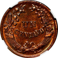 Peru Bronze 1946 1 Centavo NGC MS66 RB RED TOP GRADED BY NGC KM# 211a (004)