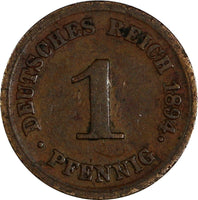 Germany - Empire Wilhelm II Copper 1894 E 1 Pfennig Muldenhütten Mint KM# 10 (2)