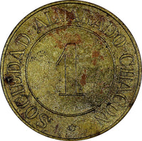COSTA RICA Token  Sociedad Alvarado Chacon 1 Real 26mm Rulau CR 48  (20 782)