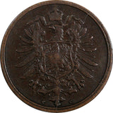 Germany-Empire Wilhelm I Bronze 1875 C 2 Pfennig Frankfurt am Main Mint KM# 2(9)