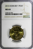 Dominican Republic Juan Pablo Duarte 2014 1 Peso Magnetic NGC MS64 KM# 80 (006)