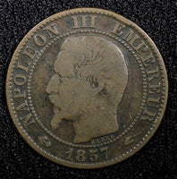FRANCE Napoleon III Bronze 1857 A 5 Centimes Paris Mint KM# 777.1 (22 473)