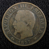 FRANCE Napoleon III Bronze 1857 A 5 Centimes Paris Mint KM# 777.1 (22 473)
