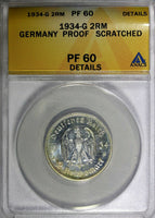 Germany-Third Reich Silver PROOF 1934-G 2 Reichsmark ANACS PF60 KM# 81 (56)