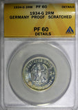 Germany-Third Reich Silver PROOF 1934-G 2 Reichsmark ANACS PF60 KM# 81 (56)