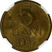 Romania Copper-Nickel-Zinc 1952 5 Bani NGC MS64 1 YEAR TYPE KM# 83.1