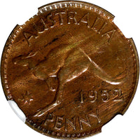 Australia George VI  Bronze 1952 (M) 1 Penny NGC UNC DETAILS KM# 43