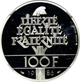 France Silver 1986 100 Francs STATUE OF LIBERTY NGC PF69 ULTRA CAMEO KM# 960(4)
