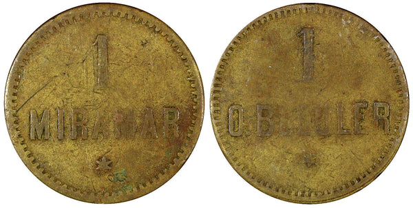 Guatemala Brass Token ND (c.1876) 1 REAL  MIRAMAR O. BLEULER  Clark-257(s) (577)