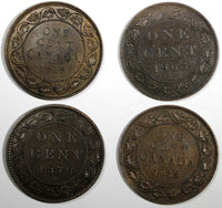 CANADA LOT OF 4 BRONZE COINS 1876-1919 1 Cent KM# 7,KM# 8,KM# 21 (20 713)