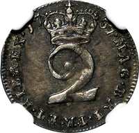 Great Britain George II Silver 1737 2 Pence Maundy NGC AU53 TOP GRADED KM568(1)