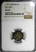 GREAT BRITAIN George II Silver 1737 Maundy Set (4 Coin) NGC MS62,AU58 TOP GRADED