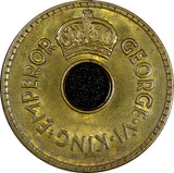 Fiji George VI Brass 1942 S 1 Penny San Francisco Mint WWII issue KM# 7a (667)