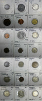 WORLD COINS LOT OF 21 Coins 1907-1990 Identified 2 x 2 Cardboard (18 188)