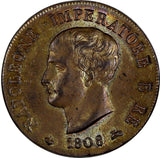 ITALY Kingdom of Napoleon Copper 1808 M SOLDO Milan aUNC SCARCE C#3.2 (11 210)