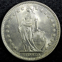 SWITZERLAND Copper-Nickel 1969 2 Francs UNC KM# 21a.1 (23 366)