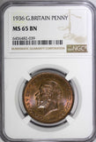 GREAT BRITAIN George V Bronze 1936 1 Penny NGC MS65 BN NICE KM# 838 (039)