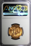 Great Britain Elizabeth II Bronze 1958 1/2 Penny NGC MS65 RD FULL RED KM#896 (3)