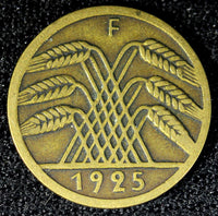 Germany Weimar Republic Aluminium-Bronze 1925 F 5 Reichspfennig  KM# 39 (23 606)