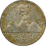 Guatemala Silver 1896  1/4 Real Toned KM# 162 (22 687)