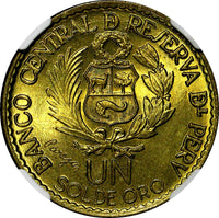 PERU Brass 1965 1 Sol NGC MS66 400th Anniversary of the Lima Mint KM# 240 (080)