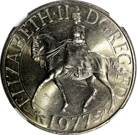Great Britain Elizabeth II Jubilee 1977 25 Pence NGC BRILLIANT UNC KM# 920 (8)