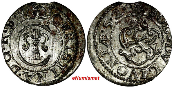 LIVONIA Riga Occupation Christina of Sweden Silver (16)52 Solidus UNC KM21 (783)