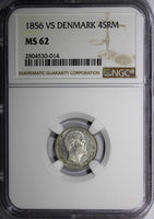 Denmark Frederik VII Silver 1856 VS 4 Skilling Rigsmont NGC MS62 KM# 758.2 (14)