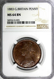 Great Britain Victoria Bronze 1886 1 Penny NGC MS64 BN TOP GRADED KM# 755 (005)