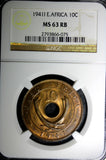 East Africa George VI 1941 I 10 Cents NGC MS63 RB RED-BROWN Thick flan. KM# 26.1