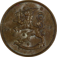 Finland Copper 1935 10 Penniä Helsinki Mint  UNC Condition KM# 24 (17 423)
