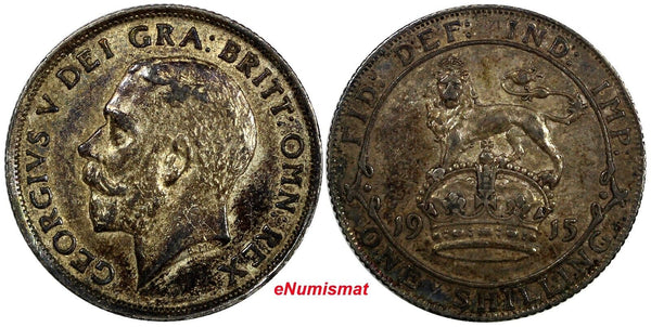 Great Britain George V Silver 1915 1 Shilling XF Toning KM# 816;S-4013 (11 371)