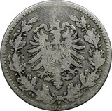 Germany - Empire Wilhelm I Silver 1877 H 50 Pfennig SCARCE DATE KM# 6