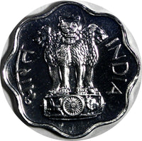 India-Republic Aluminum PROOF 1970 B 2 Paise Mintage-3,046 Mumbai Mint KM# 13.5